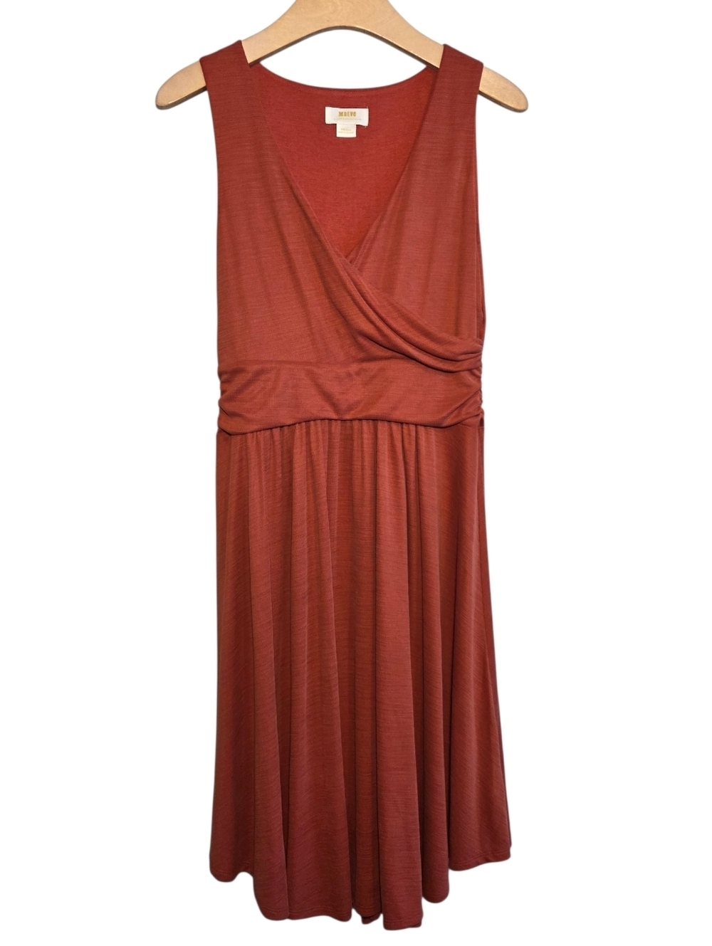 Maeve By Anthropologie Nora Textured Sleeveless Surplice Midi Dress in Rust Sz S